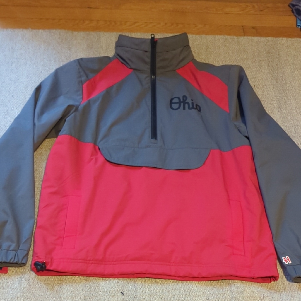 Homage Ohio State Script Anorak Jacket Size Small Red/Grey